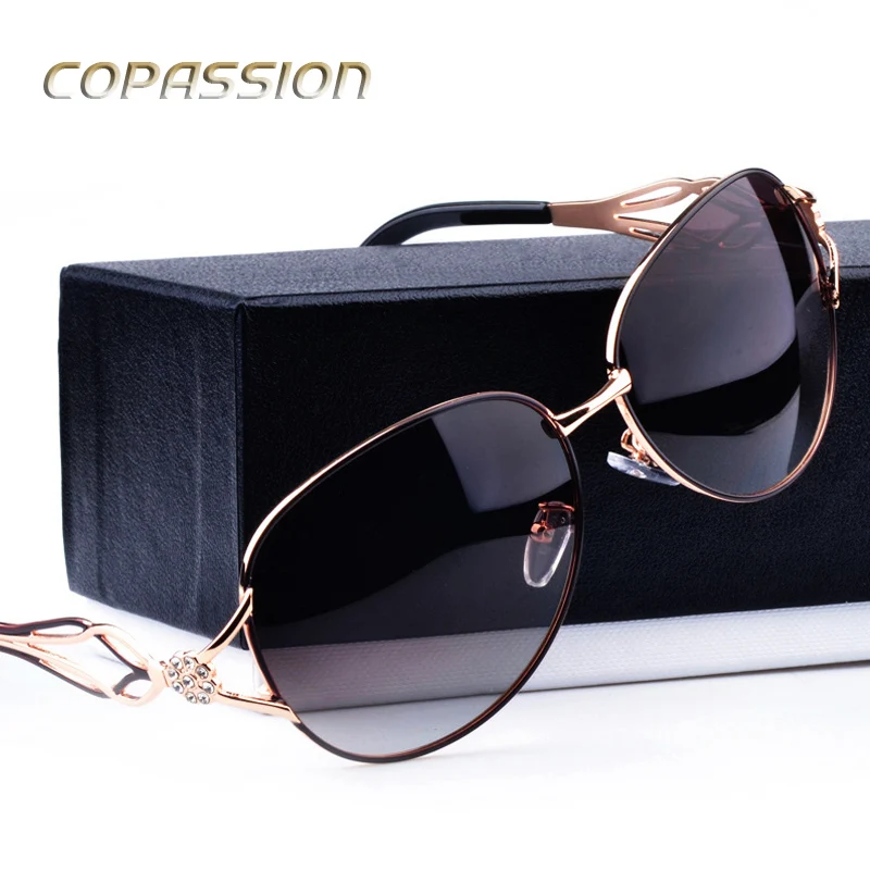 2017 HD поляризованные солнцезащитные очки для женщин брендовый дизайн бриллианты