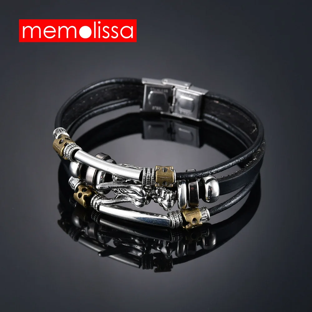 MeMolissa ювелирный тибетский серебряный мужской кожаный браслет Модный Мужской