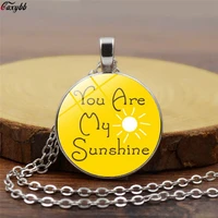 you are my sunshine sun necklace pendants glass cabochon pendant personality women necklaces jewelry