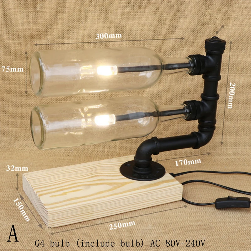 Современное цветное стекло абажур бутылка Настольный светильник включает в себя