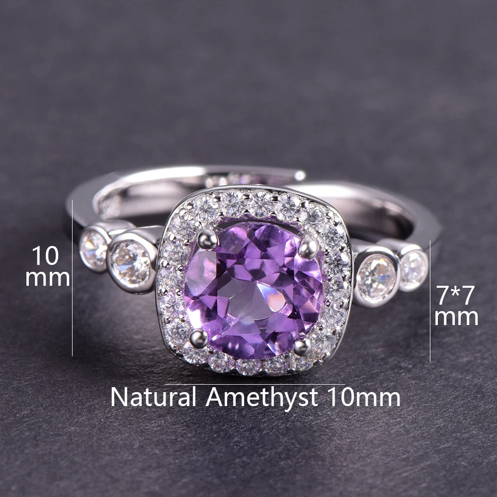 Buulooai 7*7 мм 1.66ct Фиолетовый аметист камень для рождения солитер кольцо Твердые