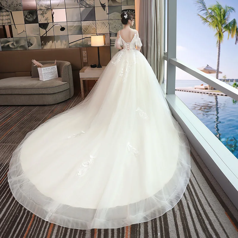 2020 Новые Роскошные свадебные платья с открытыми плечами Vestido De Noiva Тюль