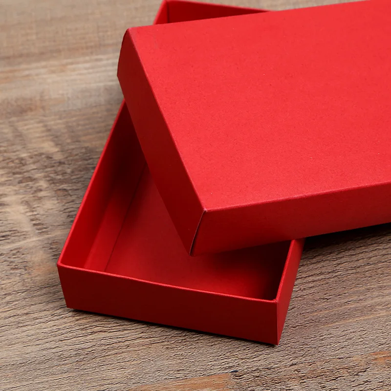 

200pcs/lot 16cmx9cmx3cm Red/Black Kraft Paper Packaging Boxes Wedding Gift Boxes,Natural Silk scarf Socks Packing Boxes