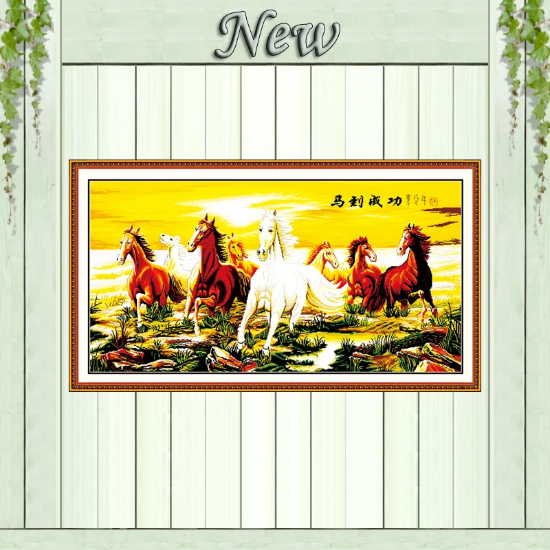 

White horse animal home decor painting counted print on canvas DMC 14CT 11CT Chinese Cross Stitch Needlework Set Embroidery kits