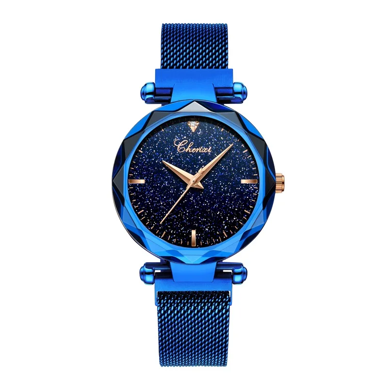 Blue Watch CHENXI роскошные женские кварты женские часы Фиолетовые женские наручные часы Новая мода Звездное небо циферблат часы Relogio Feminino Reloj Mujer - Цвет: Blue Watch