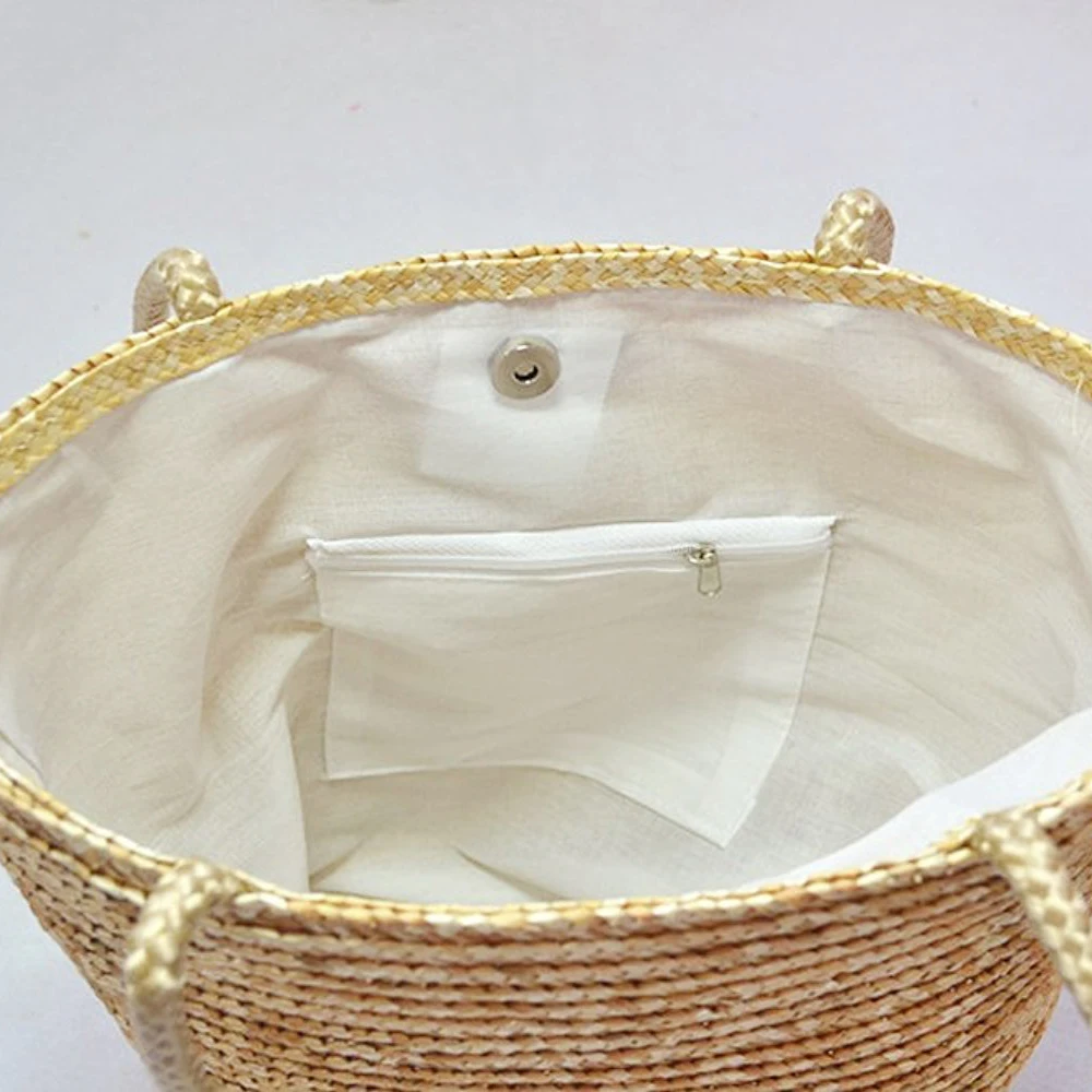 FGGS Европейский стиль простая элегантная соломенная тканая пляжная сумка тоут