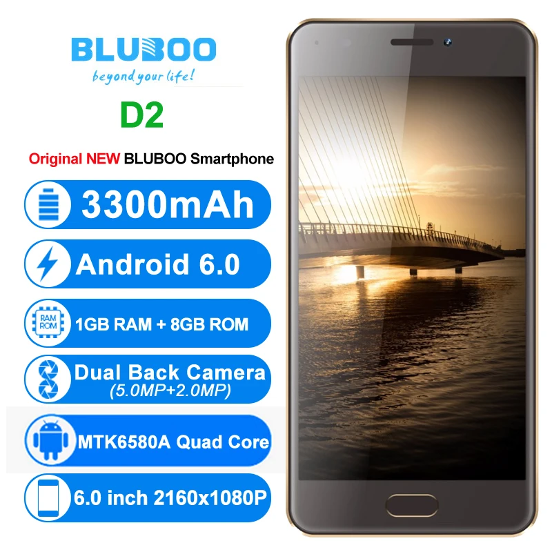 Оригинальный BLUBOO D2 3G мобильный телефонов Android 6 0 1 ГБ Оперативная память 8