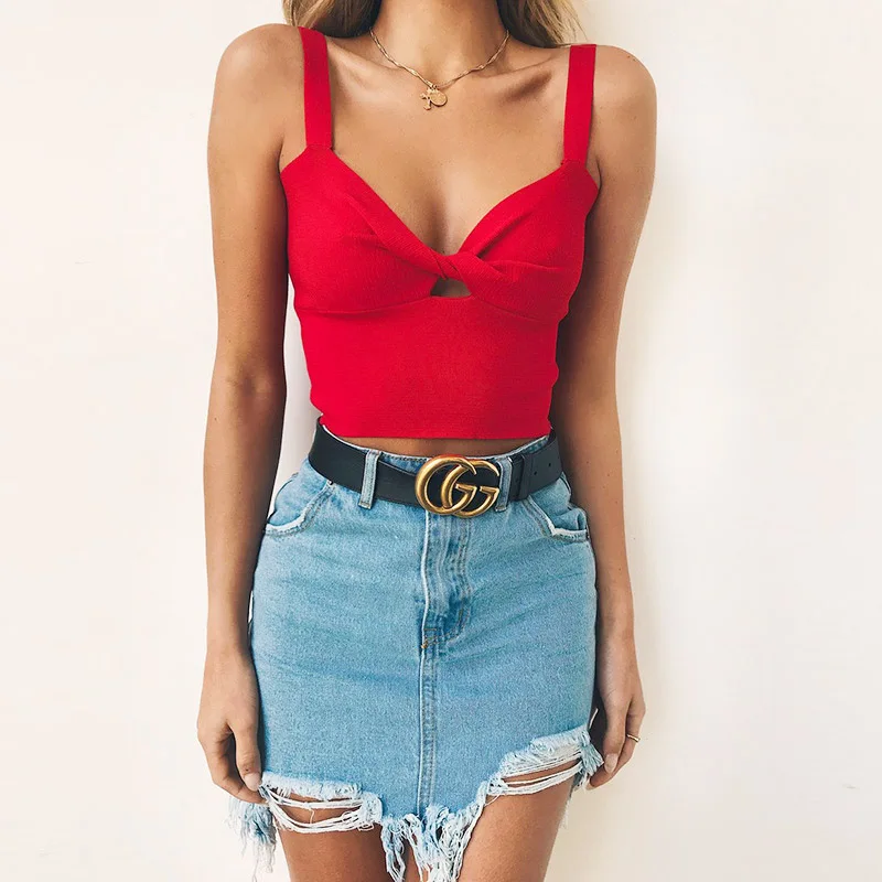 Женский жилет с v-образным вырезом MYDC эластичный однотонный короткий топ на