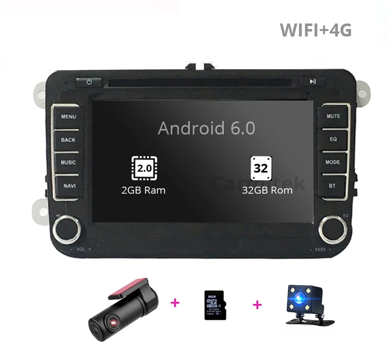2GB 32GB DVR 8GB CAM Android Мультимедиа Радио gps навигация двойной din для vw polo sedan scirocco Caddy Passat b6 b7 DVD volkswagen golf 4 5 6 - Цвет: 2GB 32GB DVR 8GB CAM
