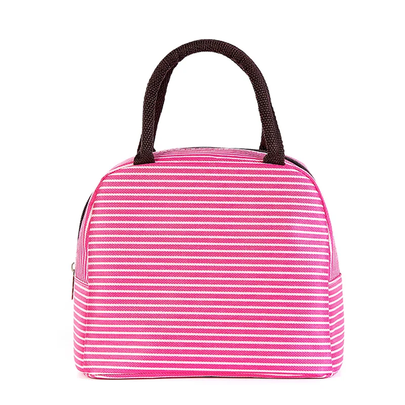 Pink Striped Полосатый узор Алюминий фольга изоляции сумки холодильник большой ёмкость дети Вне еда фрукты сумка-холодильник для напитков - Цвет: Pink Striped