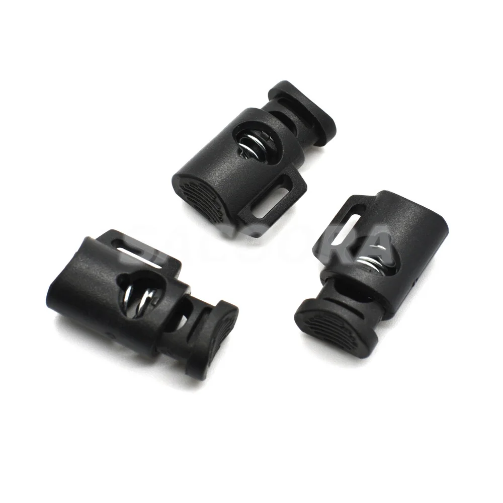

10pcs/pack Cord Lock Cylinder Barrel Toggle Stopper Plastic Black 26.5mm*18mm*10mm K-127