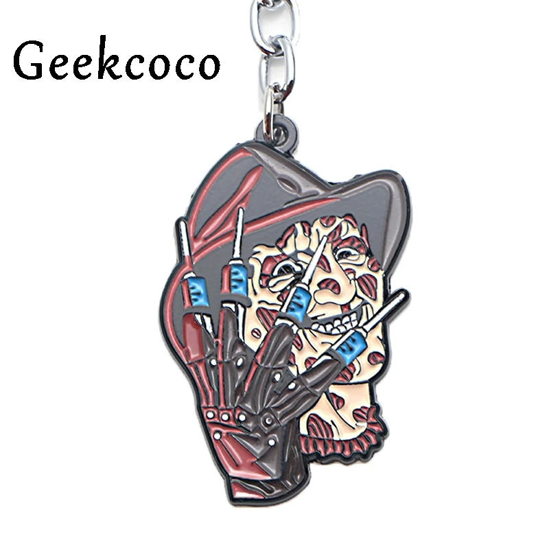 Брелок для ключей Freddy Krueger в стиле панк с изображением героев мультфильма «ужас», металлический брелок для ключей, подарок бойфренду, вечерние брелки для ключей, подвеска, ювелирное изделие J0353