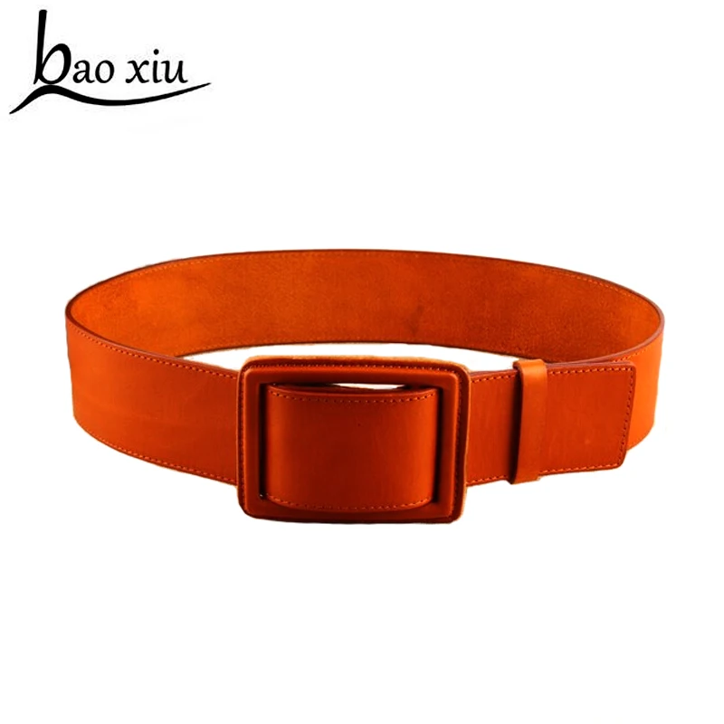 New fashion women Cowskin leather wide belts metal Genuine leather belt female decoration super lap for women belt Cummerbunds