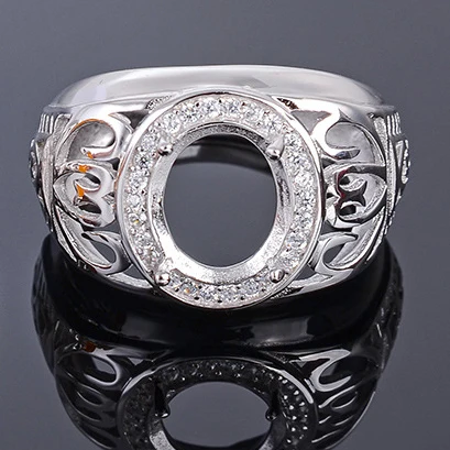 MeiBaPJ 9*11 Real Natural Chalcedony Gemstone Men Ring or Empty Support 925 Sterling Silver Fine Wedding Jewelry | Украшения и