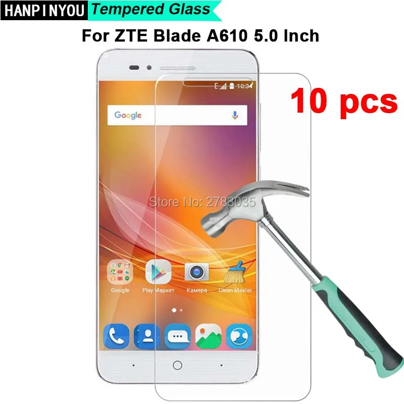 

10 Pieces / Lot For ZTE Blade A610 A 610 5.0" 9H Hardness 2.5D Ultra-thin Toughened Tempered Glass Film Screen Protector Guard