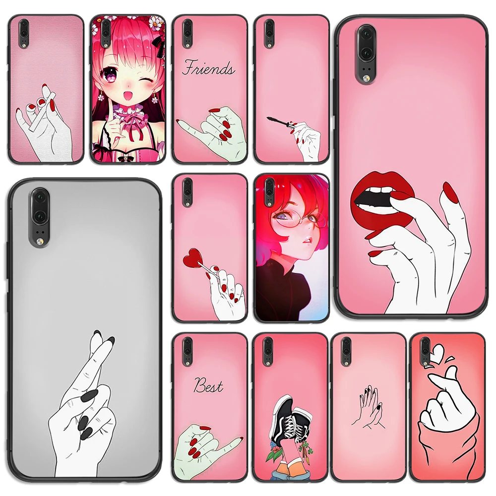 Сексуальные губы красный лак для ногтей huawei Y6 Y7 Y9 Prime чехол телефона Nova 2i 3 4 3i Lite mate