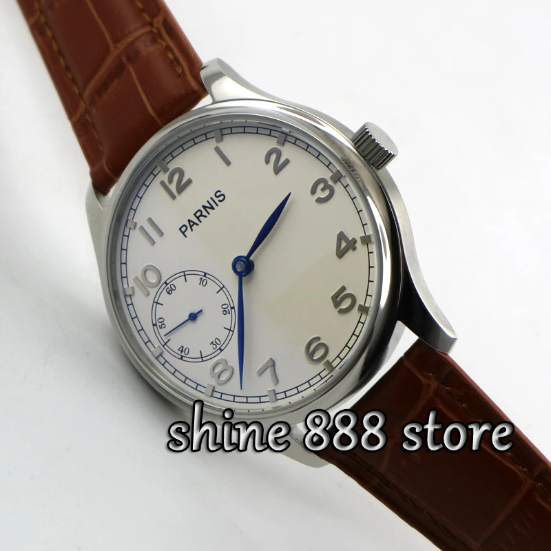 Часы мужские Parnis с белым циферблатом и синими стрелками 44 мм 6497|watch men|watch men watchwatch