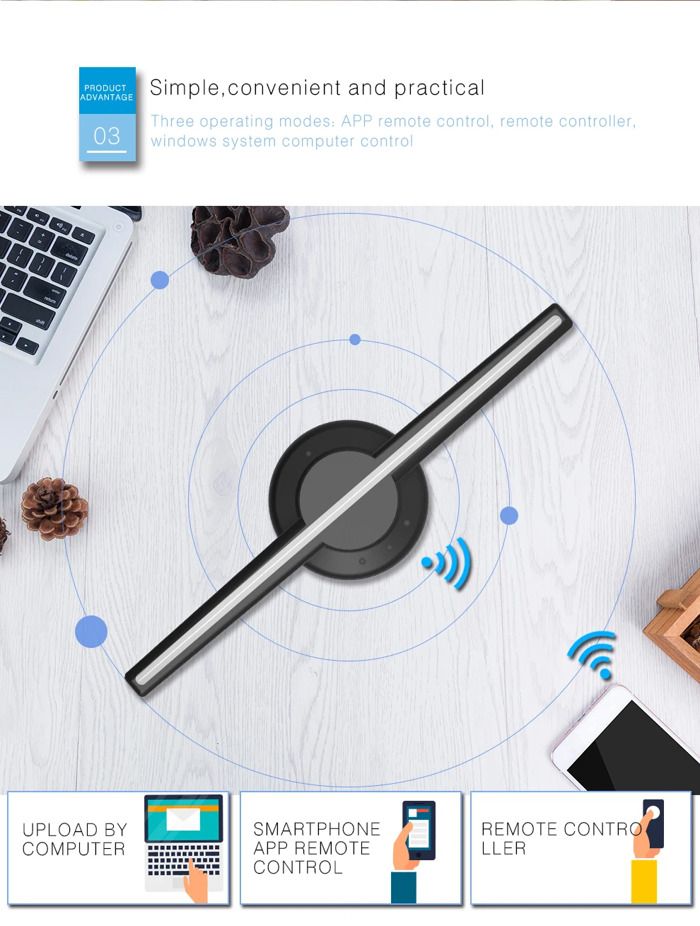 Xintai Touch 42 см wifi 3D голограмма проектор вентилятор, светодиодный рекламный дисплей голографическая лампа, управление приложением