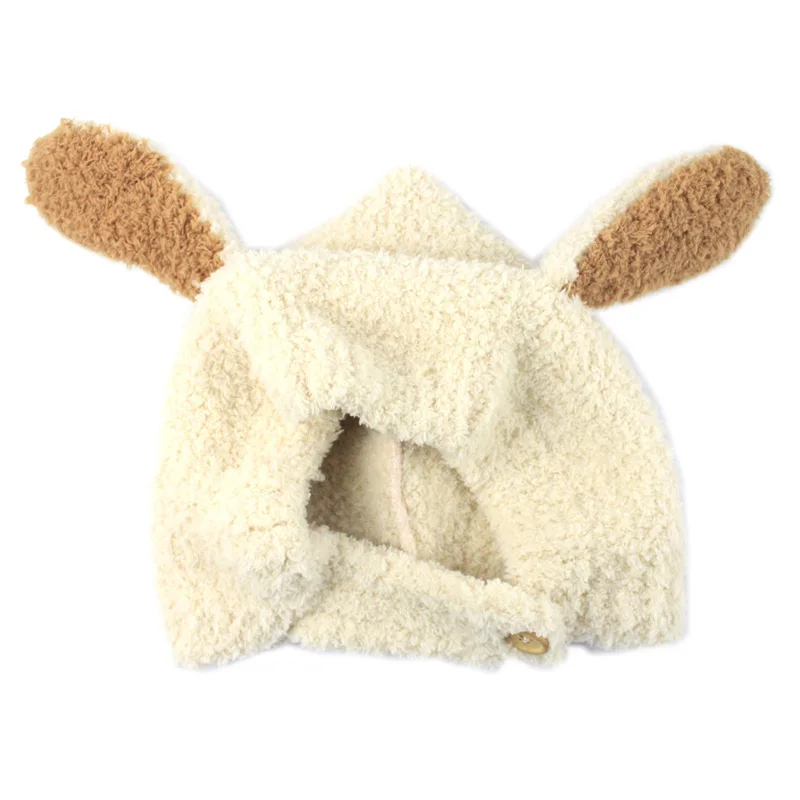 Beige baby hat Мягкая флисовая детская зимняя шапка, мультяшная шапка с длинными ушками, аксессуары для малышей, детская шапка с милым Кроликом, теплые зимние шапки для детей, 1 шт - Цвет: Beige baby hat