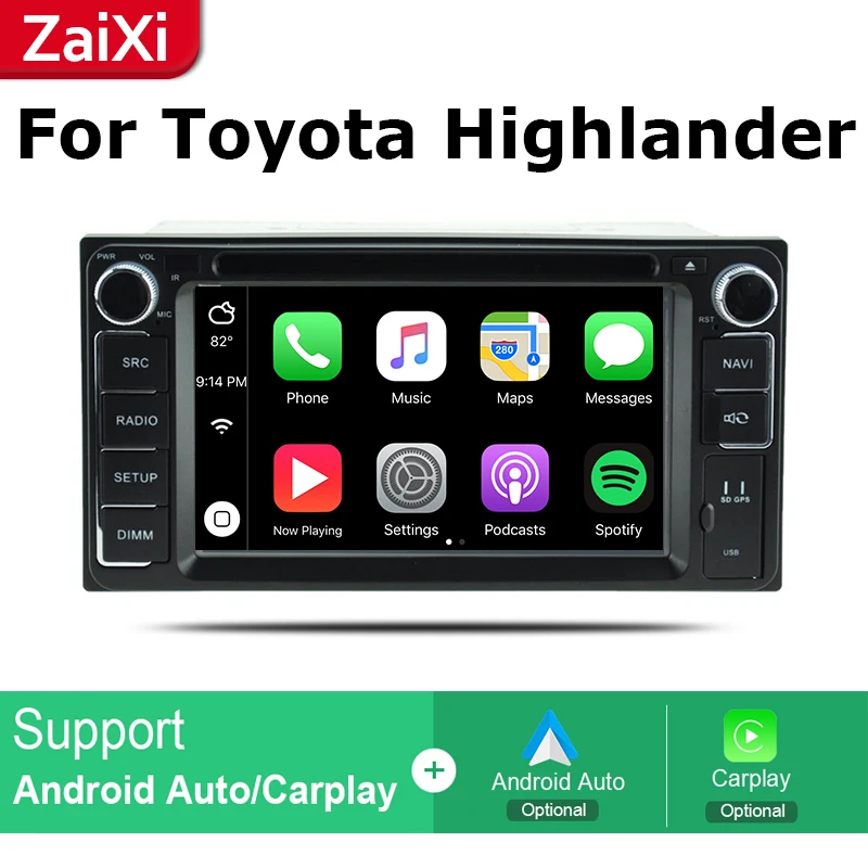 ZaiXi android автомобильный dvd GPS; Мультимедийный проигрыватель для Toyota Highlander Kluger 2000~ 2007 автомобильный dvd Навигация Радио Аудио видео плеер