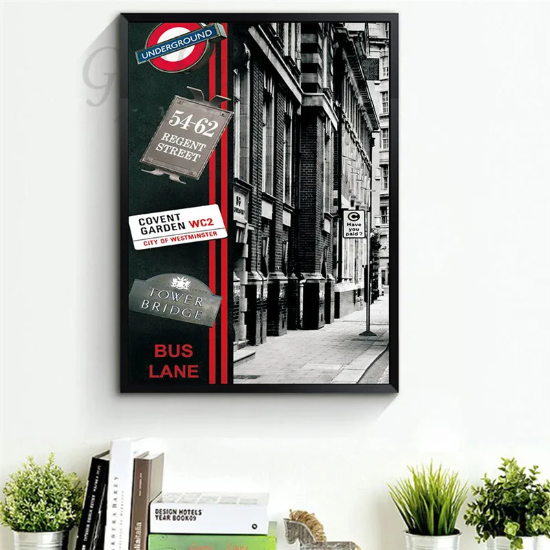 Британская телефонная будка автобус Биг-Бен вид на улице Картина холсте