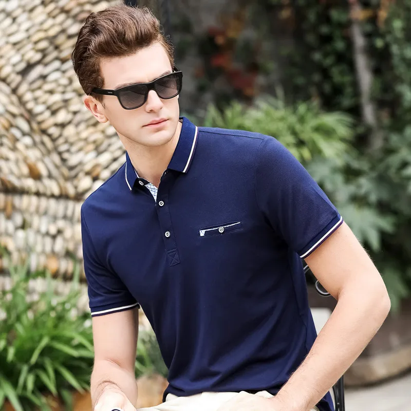 

High Quality Brand Polo Shirt 2020 Summer New Business Casual Solid Color Loose Multi-pocket Short Sleeve POLO Male