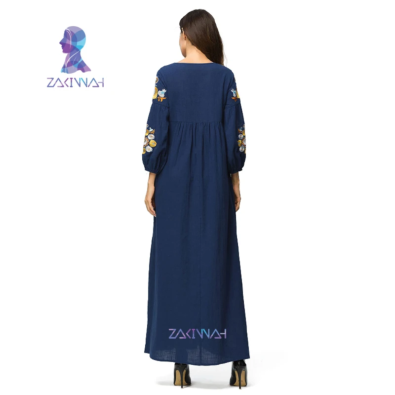 Женская одежда больших размеров abaya халат Вышивка мусульманское длинное платье