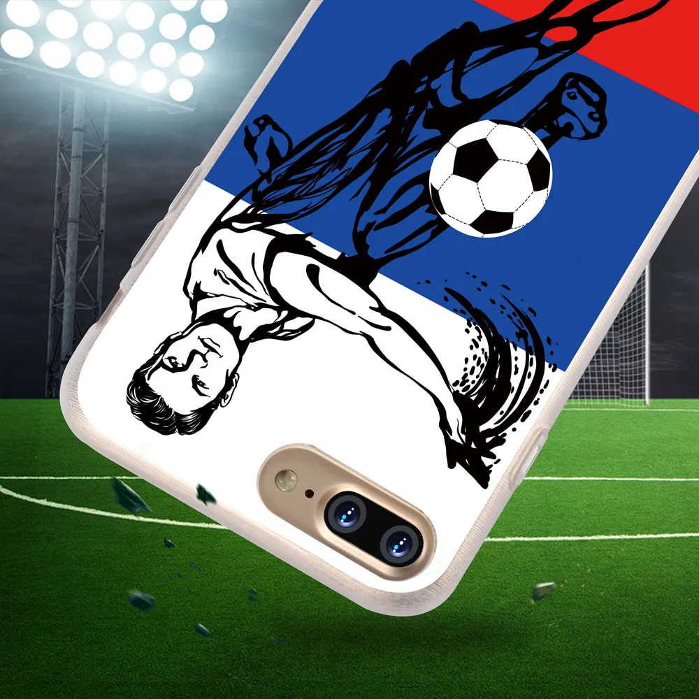 CASEIER Patterned Cases For iPhone 6 6S 7 8 Plus 5 5S SE 3D Emboss 2018 Soccer TPU Phone Shells X 10 Capa |