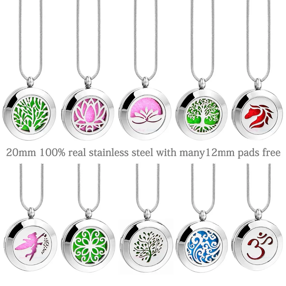 Ожерелье медальон из нержавеющей стали для ароматерапии 20 мм|diffuser necklace|locket