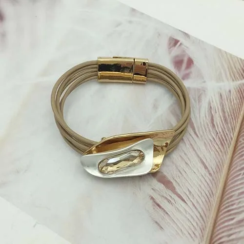 Gold Браслеты и браслеты с кристаллами в богемном стиле, уникальный дизайн, для женщин, модные, сплав, магнитная трубка, застежка, браслет, 3 цвета - Окраска металла: Gold