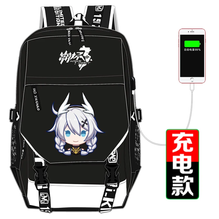 Honkai Impact 3 Печать Рюкзак киана каслана косплей женский рюкзак USB интерфейс ноутбук Рюкзак Холст Школьные сумки - Цвет: O