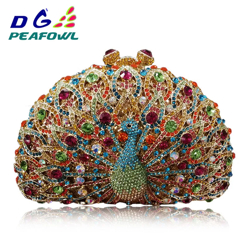 Luxury Peacock diamond Crystal women Evening Bag party purse pochette soiree Women Chain handbags wedding Bag Day Clutches