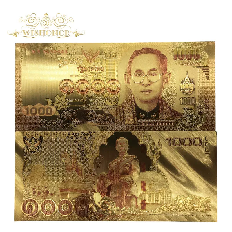 1000 -2 1 шт Горячая Распродажа цветные золотые банкноты Thail 500 Baht банкноты в 24k позолоченные бумажные деньги для сбора и подарка - Цвет: 1000 -2