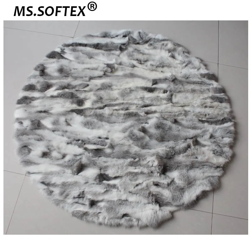 MS.Softex натуральный мех ковер для дома кролика круглый Фабричный производитель OEM