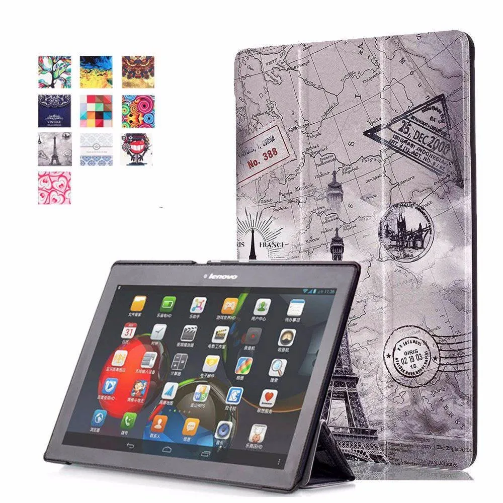Горячая для lenovo Tab 2 A10-70F крышка 10,1 дюймов роспись с откидной крышкой-подставкой для lenovo A10-30 X30F tab3 plus чехол для планшета+ Защитная пленка на экран+ подставка для ручек