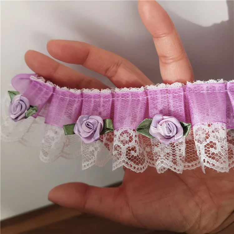 5 см Широкий роскошный Voilet кружевная ткань лента 3D Роза Цветочные аппликации платье из кружева воротник декольте отделка DIY шитье рукоделие