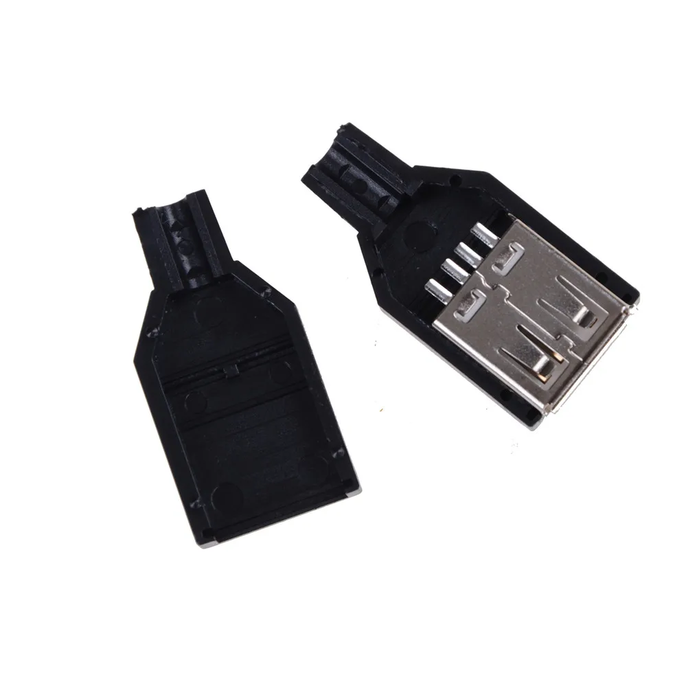 10 шт. USB2.0 Тип штепсельную вилку 4 контактный разъем адаптера jack & Черная