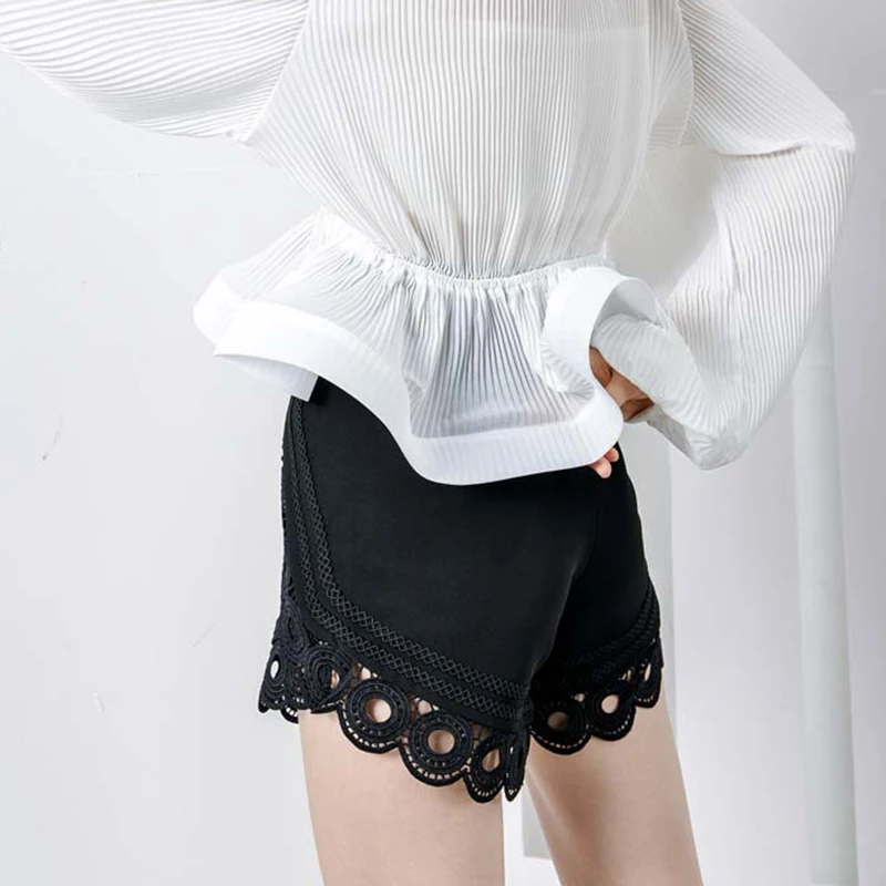 TWOTWINSTYLE Европа лоскутное кружево Черные Шорты Высокая талия сексуальные короткие