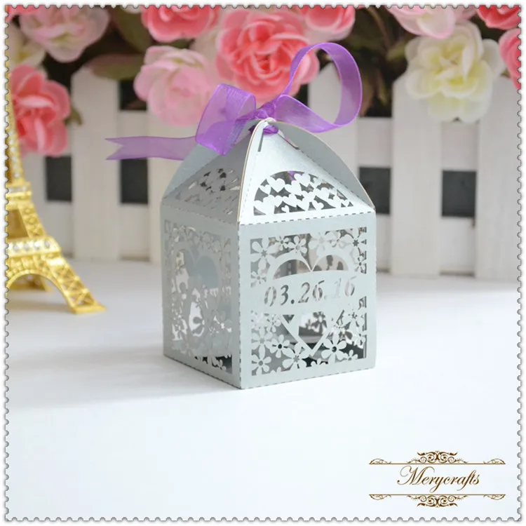

2017 laser cut wedding cupcake favor boxes with customized names