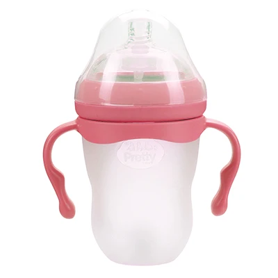 pink 220ml 220 мл бутылочка для кормления, бутылочка для кормления ребенка, силиконовая бутылочка для молока для новорожденных, бутылочки для кормления, инструмент для кормления, BPA, уход за ребенком - Цвет: pink 220ml