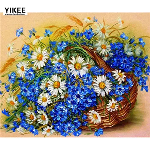 b003 YIKEE Алмазная вышивка цветы, 5d diy алмазная живопись цветы полный квадрат - Цвет: b003