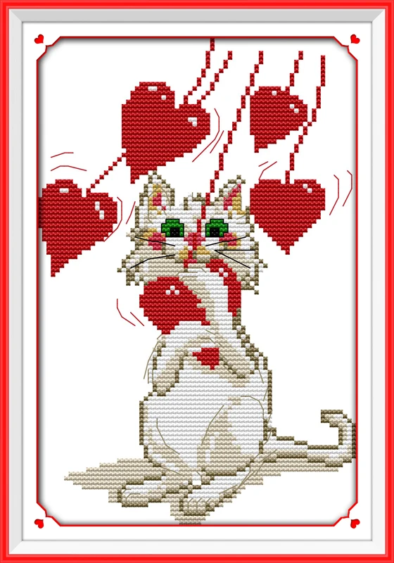 

Love cat cross stitch kit 14ct 11ct count print canvas stitches embroidery DIY handmade needlework plus