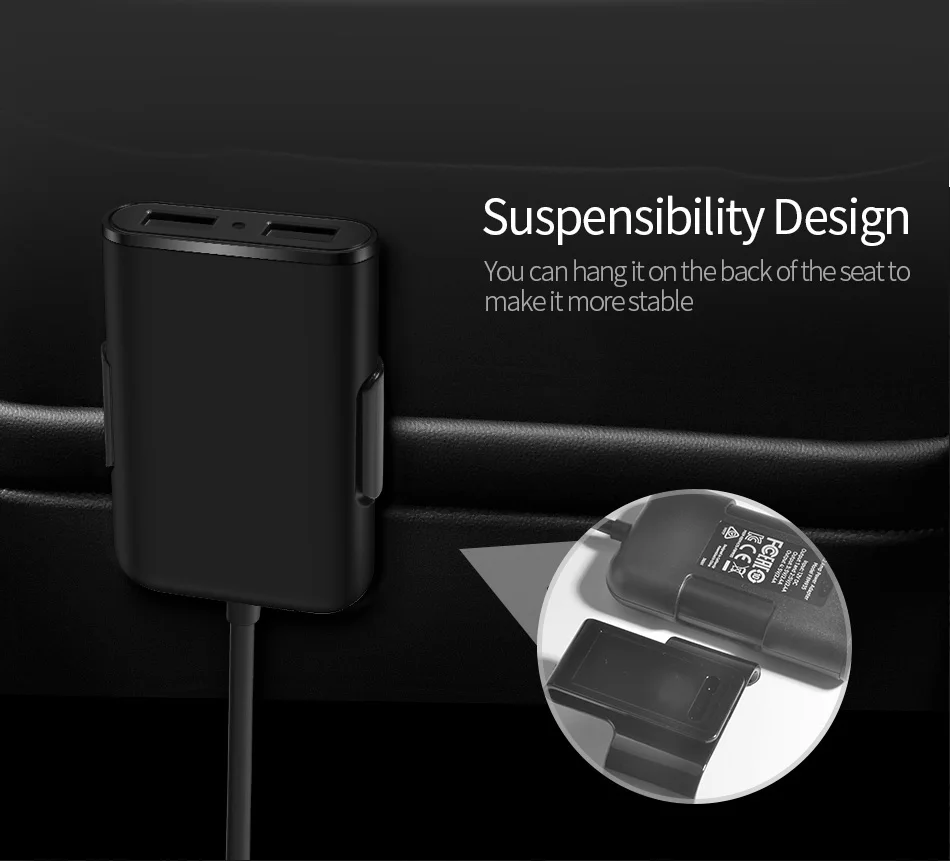 Быстрая зарядка 4 порта QC3.0 3.1A USB Автомобильное зарядное устройство Универсальный USB Быстрый адаптер с 1,7 м 5.6ft удлинитель Кабель для MPV автомобильный телефон