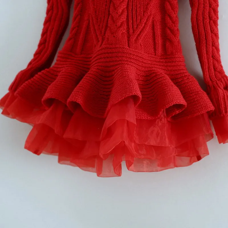 2017 Fall Girls Organza Knitted Dress Sweet Puffy Dark Color Child Boutique Costume for Birthday Wedding Wholesale | Детская одежда и