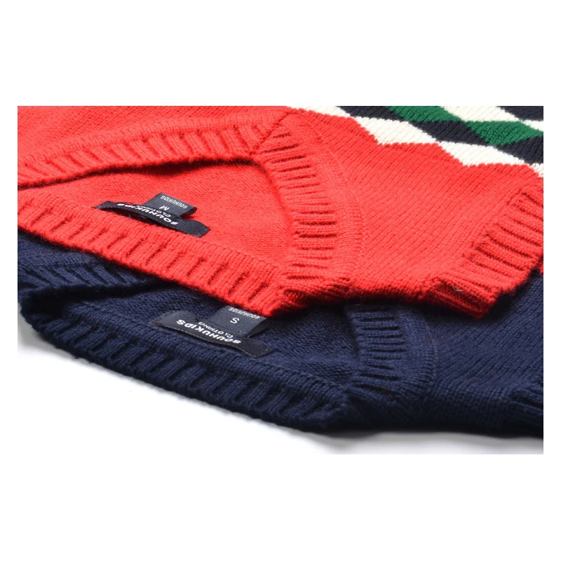 Baby knitwear clothes for boys and baby girls Spring Fall V-Neck Preppy style Geometric pattern knitted sweater children's vest |