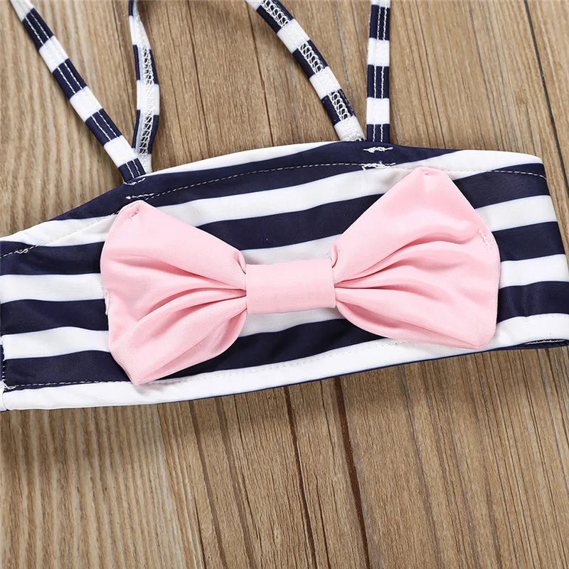 Купальник для девочек Новинка лета 2019 детский купальник в полоску с бантом