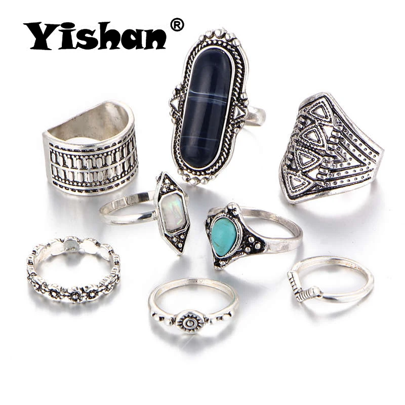 Yishan 8 шт./компл. набор колец на сустав пальца для женщин девушек Ретро