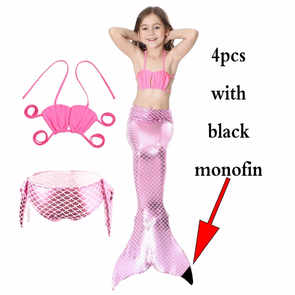 4 шт. модный детский костюм Русалочки с моноластами для девочек плавания Детский