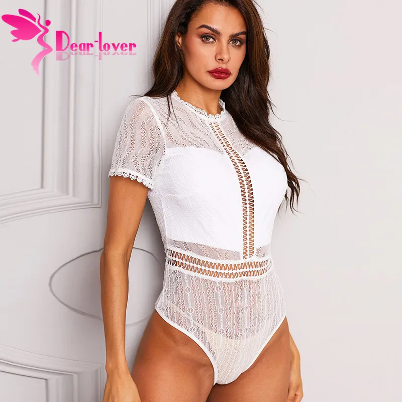 Dear Lover новые модные женские боди сексуальный прозрачный Цветочный комбинезон