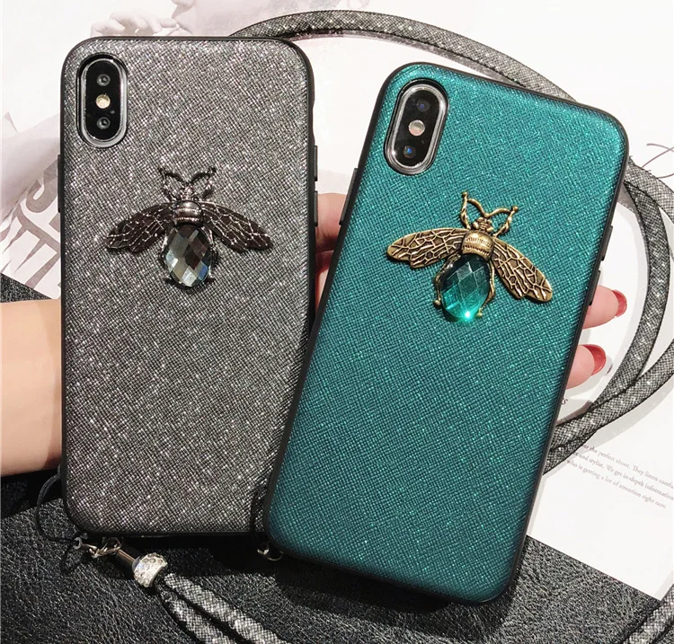 3D пчелы блеск Чехол для iPhone 11 Pro 6, 6 S, 7, 8 plus X XR XS Max для samsung S8 S9 Note9 10 Pro S10e плюс A30 A40 A50 A70 M10 M20